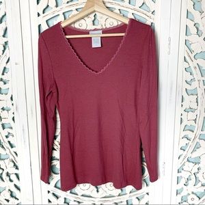 Soft Surroundings Laeticia Lace Trim Wine Sweater